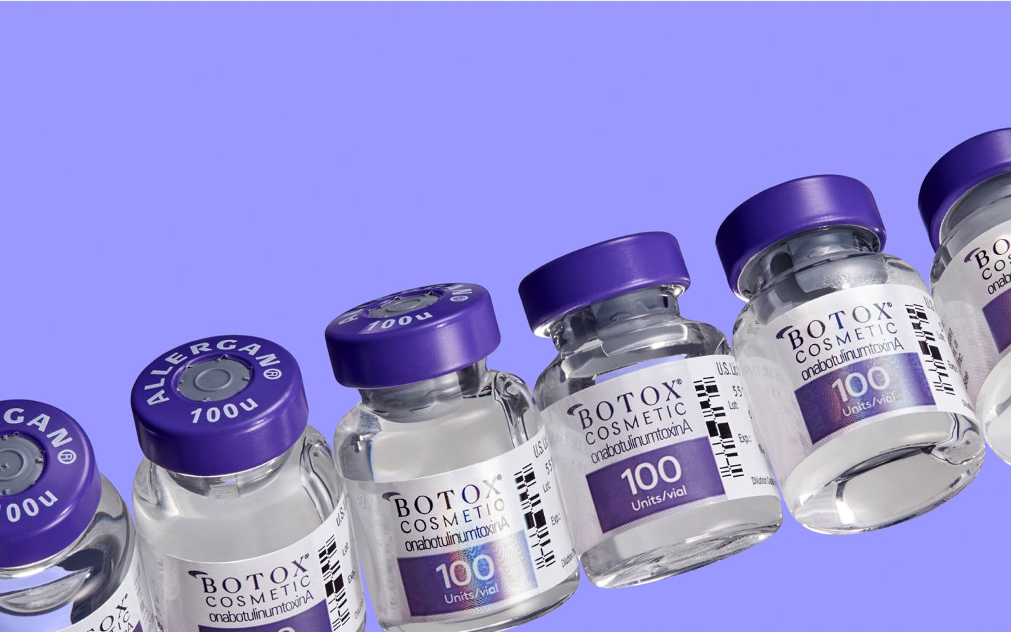 Botox bottles in a line